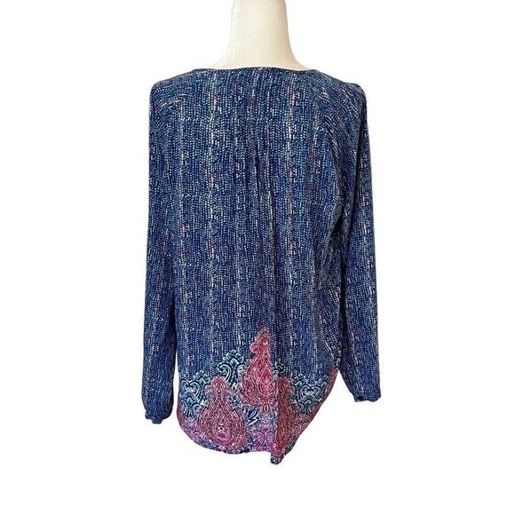 Lucky Brand Boho Blue and Pink Blouse. Size Large. Great Condition! - Picture 5 of 13